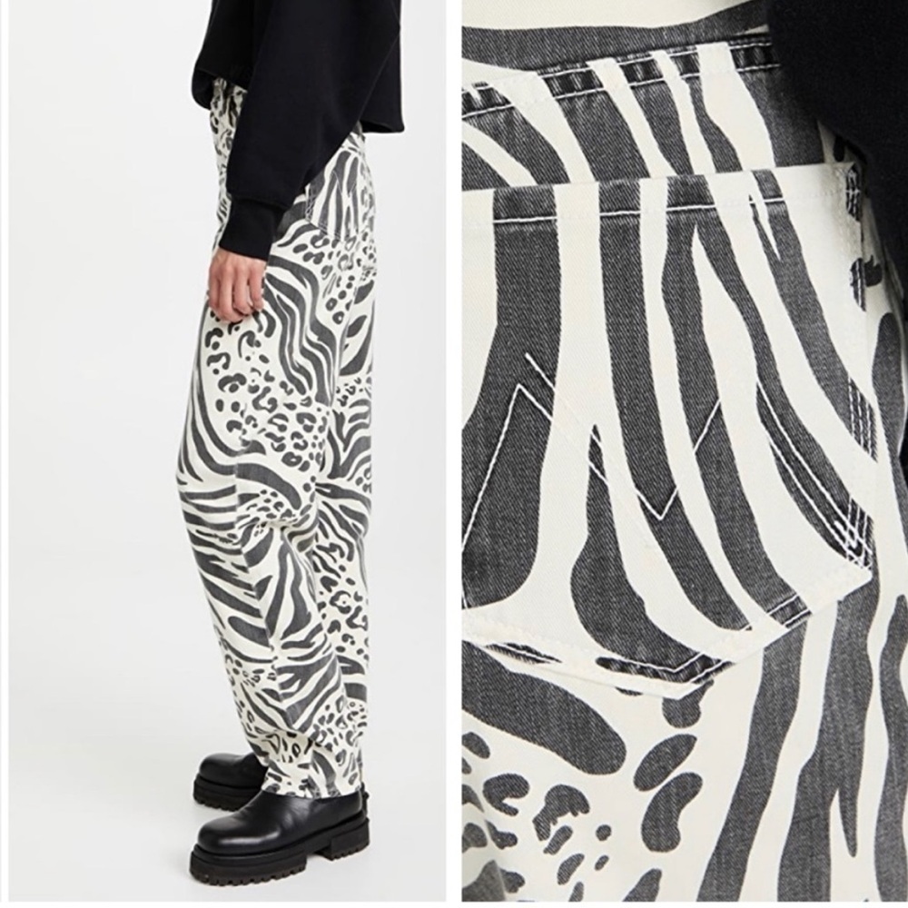 New High Waisted Curbside Heel in Animal Tracks MOTHER Size 25 Animal Tracks 🦓 - Picture 4 of 16